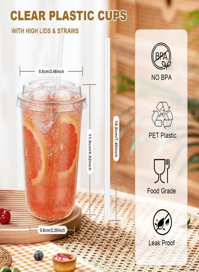 Kesaplan 50 Set 16oz Clear Plastic Cups with Lids & Straws, Disposable Round Bottom To Go Iced Coffee Drinking Cup for Cold Beverage Smoothies Juice Lemonade Slushies Milkshake Party Catering Supplies - Image 3